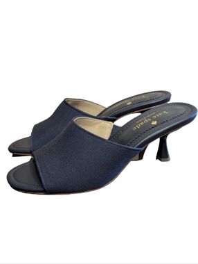 Kate Spade Marigold Open-toe Kitten Heel Slides In Navy Blue sz 8